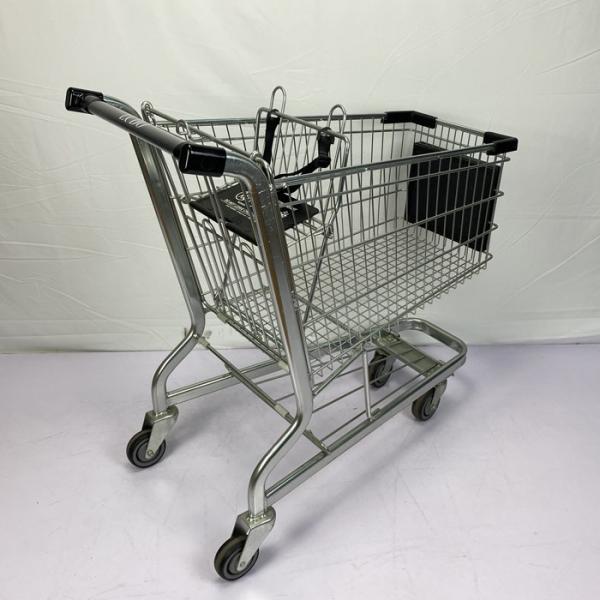 Quality Customizable Logo Steel Shopping Cart 125L Supermarket Shopping Trolley Cart for sale