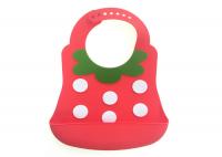China Food Safety , On-the-go , 3D Silicone Baby Feeding Bib , Wipes Clean , Strawberry shape factory