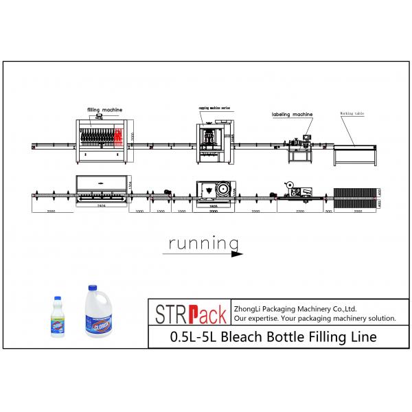 Quality 0.5L-5L Anti Corrosive Diving Bleach Bottle Filling Line With Capping Machine Labeling Machine For Bleach Bottle Packing for sale