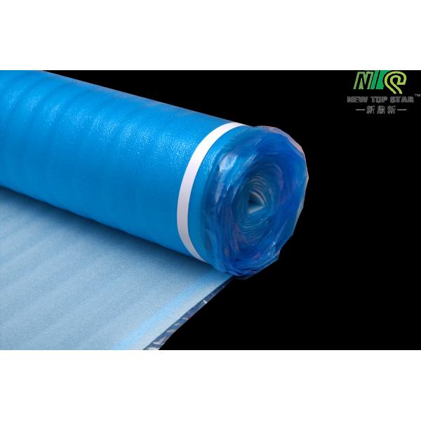 Quality 20KG/M3 Floor Underlay Roll Tape Attached 2mm Blue EPE Underlayment for sale