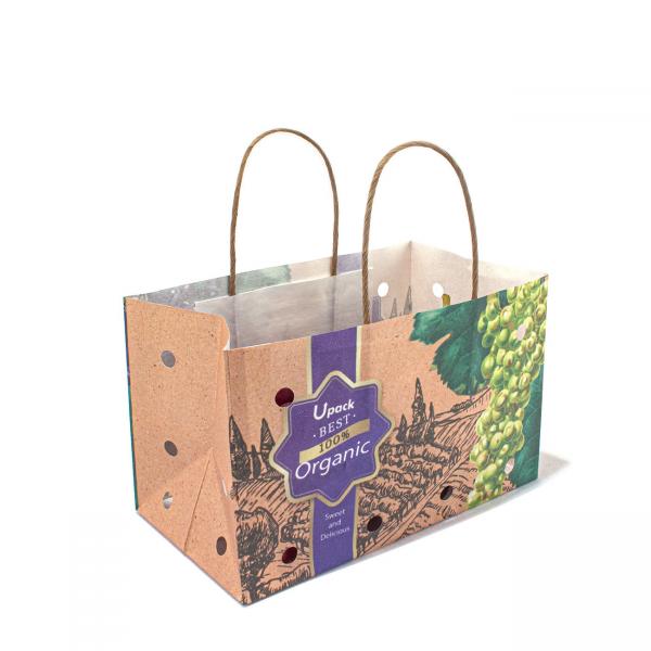 Quality Sustainable Kraft Paper Bags With Twisted Handles For Grape Fruit for sale