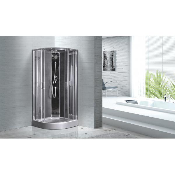 Quality Quadrant Shower Cubicles 900 X 900 X 2100 MM Circle Grey ABS Tray Chrome Profiles for sale
