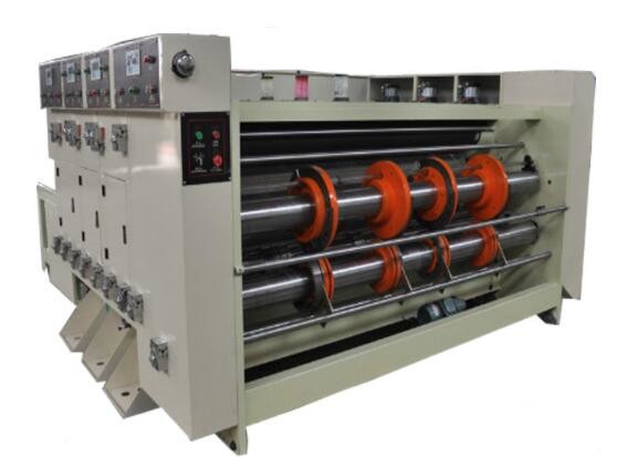 China Chain Feed Pneumatic 4 Color Flexo Printing Machine With Slotter And Die Cutter for sale