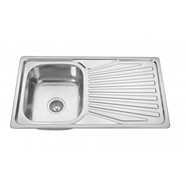 Quality OEM Top Mount Stainless Steel Single Bowl Kitchen Sink With Drainboard 36x20 for sale