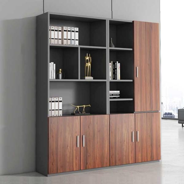 Quality 71 Inch Office Wooden Filing Cabinets Boss Desk Matching Bookcase Brown for sale