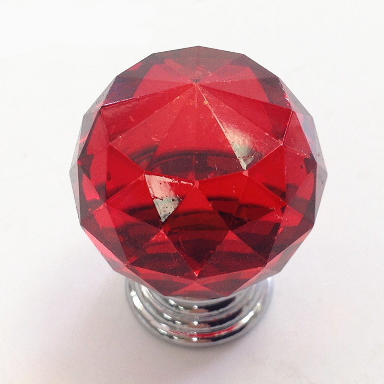 China Pull Handle Knob Crystal Rhinestone Buttons Red Orange Or Transparent For Furniture factory