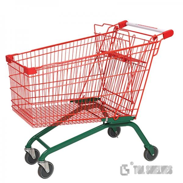 Quality Supermarket Shopping Cart Trolley 60L Capacity Medium Duty 4 Wheels OEM for sale