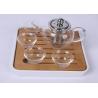 China Portable Travel Glass Tea Set 4 Cups With Bamboo Plate , FDA SGS Listed factory