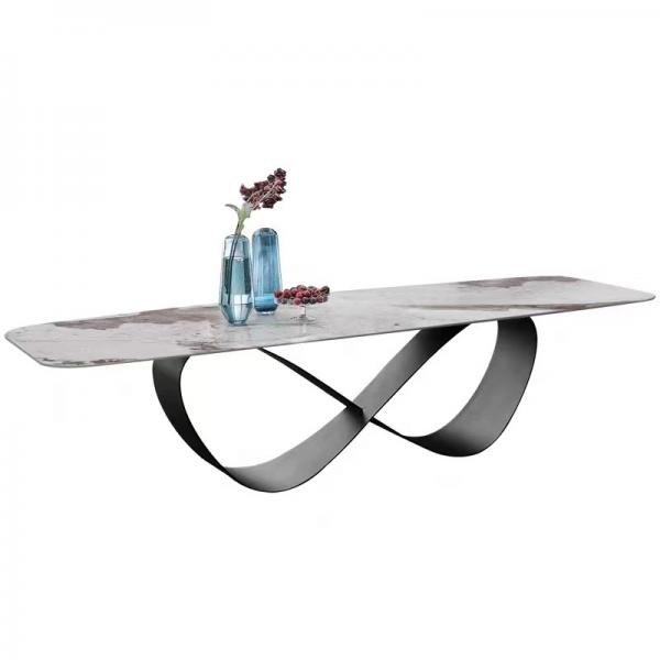 Quality Wings Ceramic Stainless Steel Marble Dining Table Modern 8 People for sale
