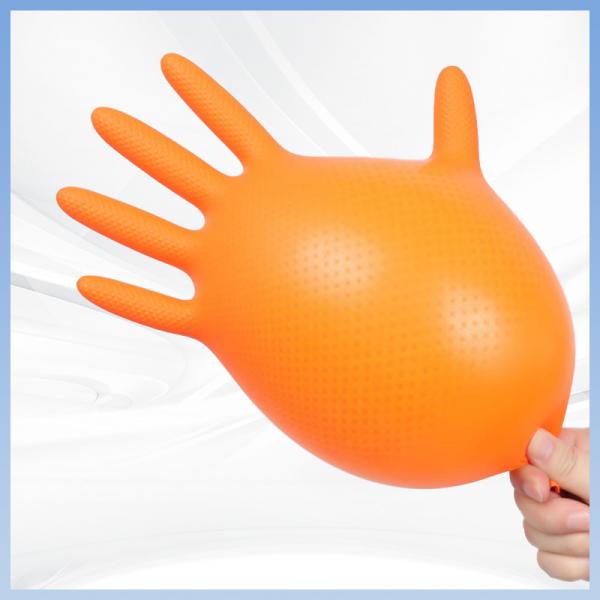 Quality Diamond Textured Disposable Nitrile Gloves Orange Nitrile Latex Free Gloves for sale
