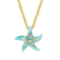 China Italian Turquoise Murano Glass Starfish Necklace with 18kt Gold Over Sterling factory