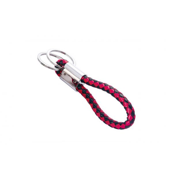 Quality Red Gift Cute Leather Key Chains 10mm PU Braided Rope Car Ornaments for sale