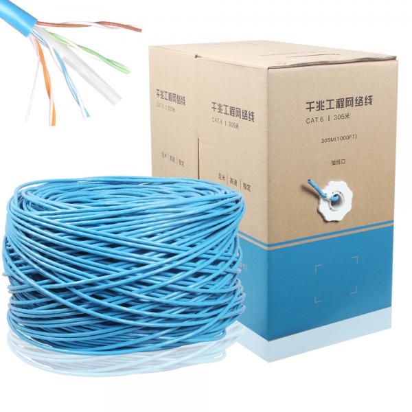 Quality 1000FT CCA CAT6 Internet Cable UTP Lan Cable 4PR 24AWG 0.48mm 305M Grey for sale
