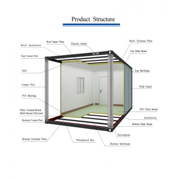Quality Warehouse Steel Structure Prefab Office Building Foldable 20ft Container for sale
