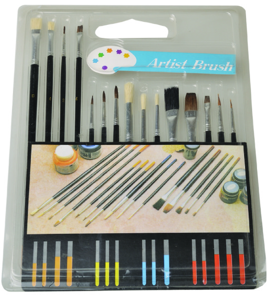 Quality Fine Artist Painting Brushes Set 15pcs Or 10pcs Wooden / Plastic Handle for sale