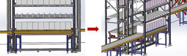 Automatic packaging line cache system