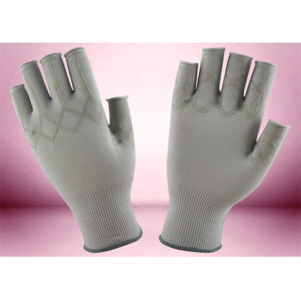 Quality Nylon Knitted Working Hands Gloves Half Fingerless With Customized Dots for sale