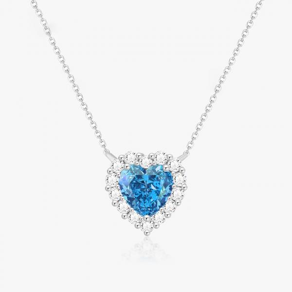 Quality Heart Cut Synthetic Lab Created Diamond Necklace VS2-VVS1 for sale