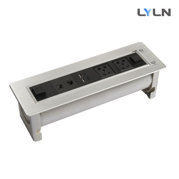 Quality Brushed Aluminum Meeting Table Power Socket , Flip Up Box For Conference Table for sale