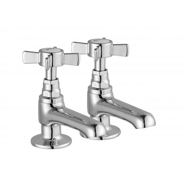 Quality 1/2 Pair Traditional Brass Bathroom Taps Polished Ceramic Valve Core for sale