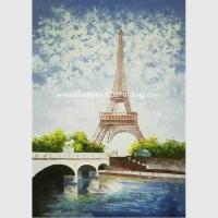 China Contemporary Palette Knife Painting  Eiffel Tower Covered With Thick Plastic Layer factory