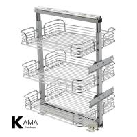 China Electroplating 3 Shelves 400mm Kitchen Pull Out Basket For Storage factory