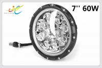 China Round LED Headlight 7&quot; 60W LED Combo Beam 5D LED Driving light high beam &amp; Low beam &amp; Atmosphere Light-Blue Halo Ring factory