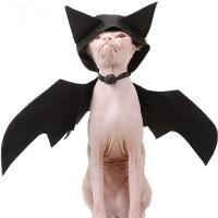 China 100g Halloween Pet Bat Wings Black Cool Dog Cat Bat Hat Disguise Pet Costume factory