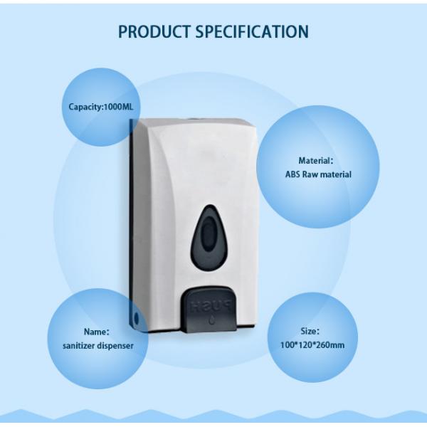 Quality ABS Plastic 1000 ML Wall Mounted Hand Sanitizer Dispenser for sale