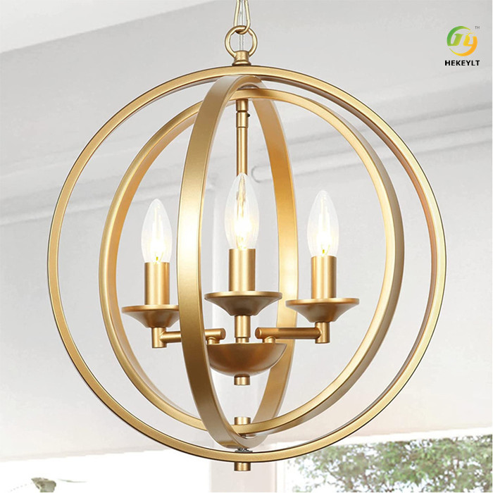 China Rustic Retro Chandelier Ball Wrought Iron Lamp Living Room Nordic Pendant Light factory