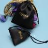 China Luxurious Silk / Satin Drawstring Bag For Hair Extensions Packaging Black Color factory