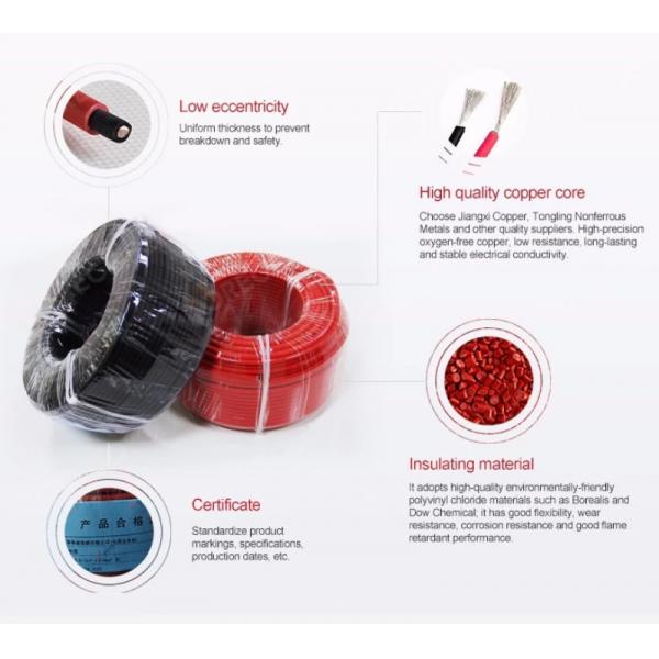 Quality Durable Pv Solar Cable Connector PVC Insulated Copper Wire Electric Wire 6mm 4mm for sale