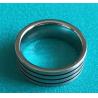 China 8mm Flat Cobalt Chrome Satin Brush Finish Wedding Band Ring w/ 3 Black Lines factory