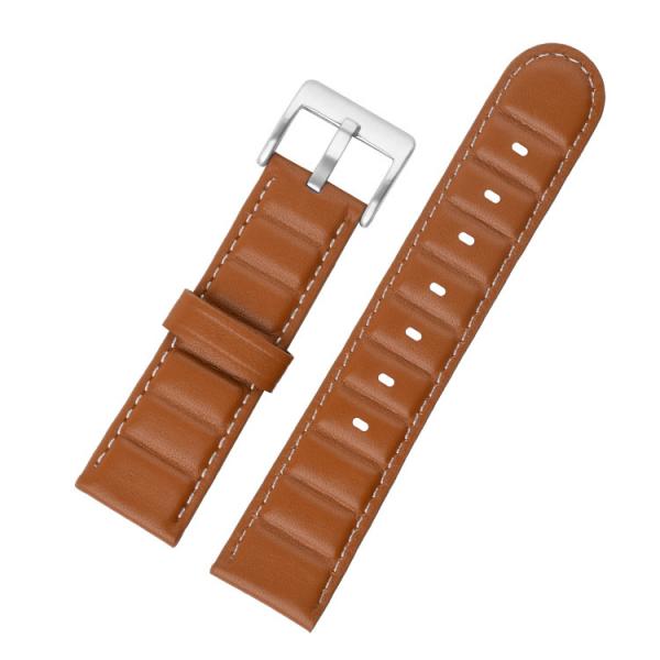 Quality Flexible 24mm Genuine Leather Watch Strap Bands Stainless Steel Buckle for sale