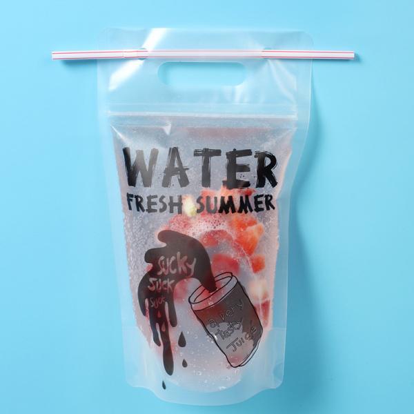Quality Plastic Beverage Juice Stand Up Ziplock Bags With Hanging Holes , 450-500ml for sale