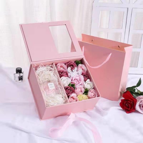 Quality 24x21x10.5cm Cardboard Gift Packaging Box With Window Bulk Luxury Gift Boxes Set for sale