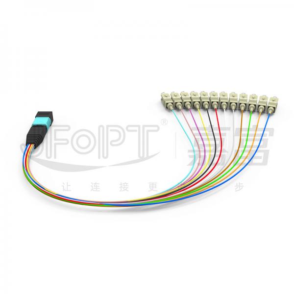 Quality 0.3m Multimode OM3 MPO Breakout Cable MPO / PC - SC / APC Low Loss 0.9mm Branch for sale