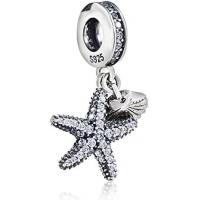 China Tropical Starfish & Sea Shell Hanging Charm - 925 Sterling Silver Beads - European Style Bead Charm Bracelet factory