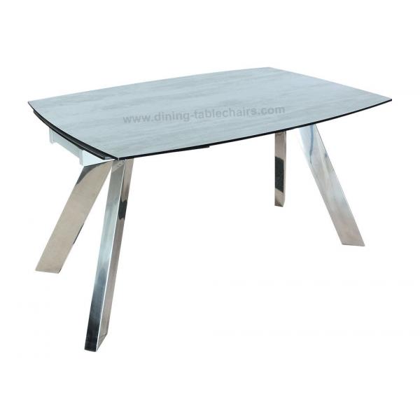 Quality 2.1 Meter Stainless HPL Dining Table , Modern Horsebelly Extension Dining Table for sale