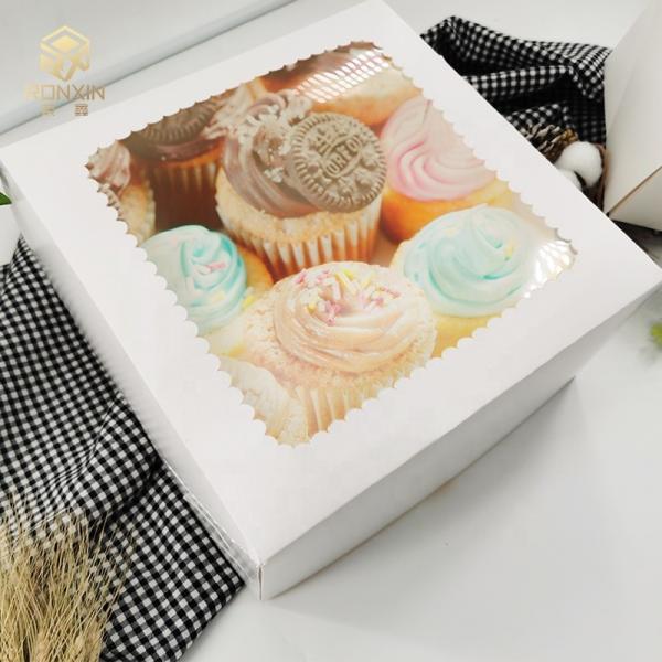 Quality Food Grade Paperboard Gift Boxes , Brown Bakery Boxes With Window For Cake for sale
