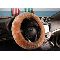 Quality Brown Super Fuzzy Steering Wheel Cover , Real Soft Fur Car Accessories Wheel for sale