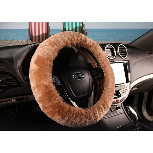 Quality Brown Super Fuzzy Steering Wheel Cover , Real Soft Fur Car Accessories Wheel Covers  for sale