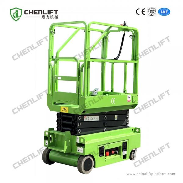 Quality 3.9m Platform Height 240kg Load Mini Electric Scissor Lift With DC Power for sale