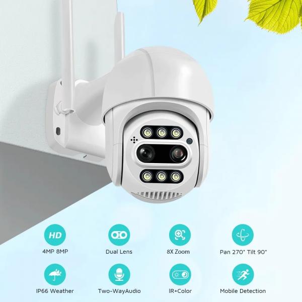 Quality 8MP IP Wireless CCTV Security Camera Durable Dual Lens For Outdoor for sale