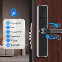 China TTLock Digital Biometric Front Door Lock Grip Open Anti Peep Code IC Card Key Unlock factory