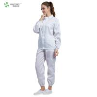 China Cleanroom ESD Antitatic White Color Garment Can Be Autoclavable For All Grade Of Cleanroom factory
