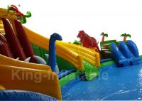 China 20 * 8m Red Dinosaur Jungle Round Inflatable Water Parks For Rent / Blow Up Water Pool factory