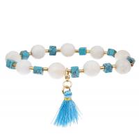 China Faceted Crystal Beads Blue Tassel Stretchy Bracelet Stackable Handmade Dainty factory