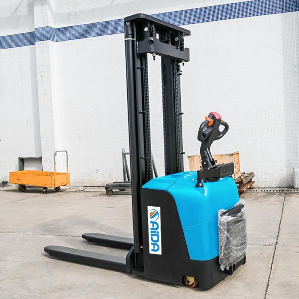 Quality Hydraulic  Standing Electric Stacker Forklift 1000kg 0.75kw Drive Motor stacker warehouse equipment for sale