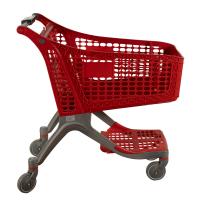China Red All Plastic Shopping Trolley Lightweight Supermarket Grocery Store Shopping Cart 220L factory
